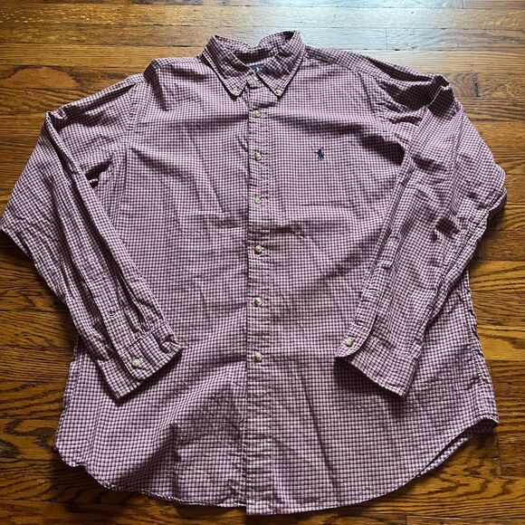 Polo Ralph Lauren Men's XL Classic Fit Button Down Dress Shirt Red Gingham Plaid - Picture 1 of 8
